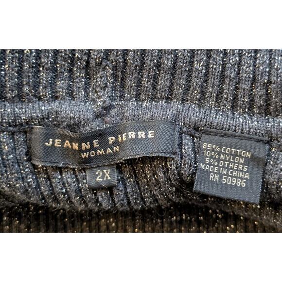 Jeanne Pierre Woman Turtleneck Sweater 2X Dark Gray Silver Sparkle Holiday - Picture 8 of 8